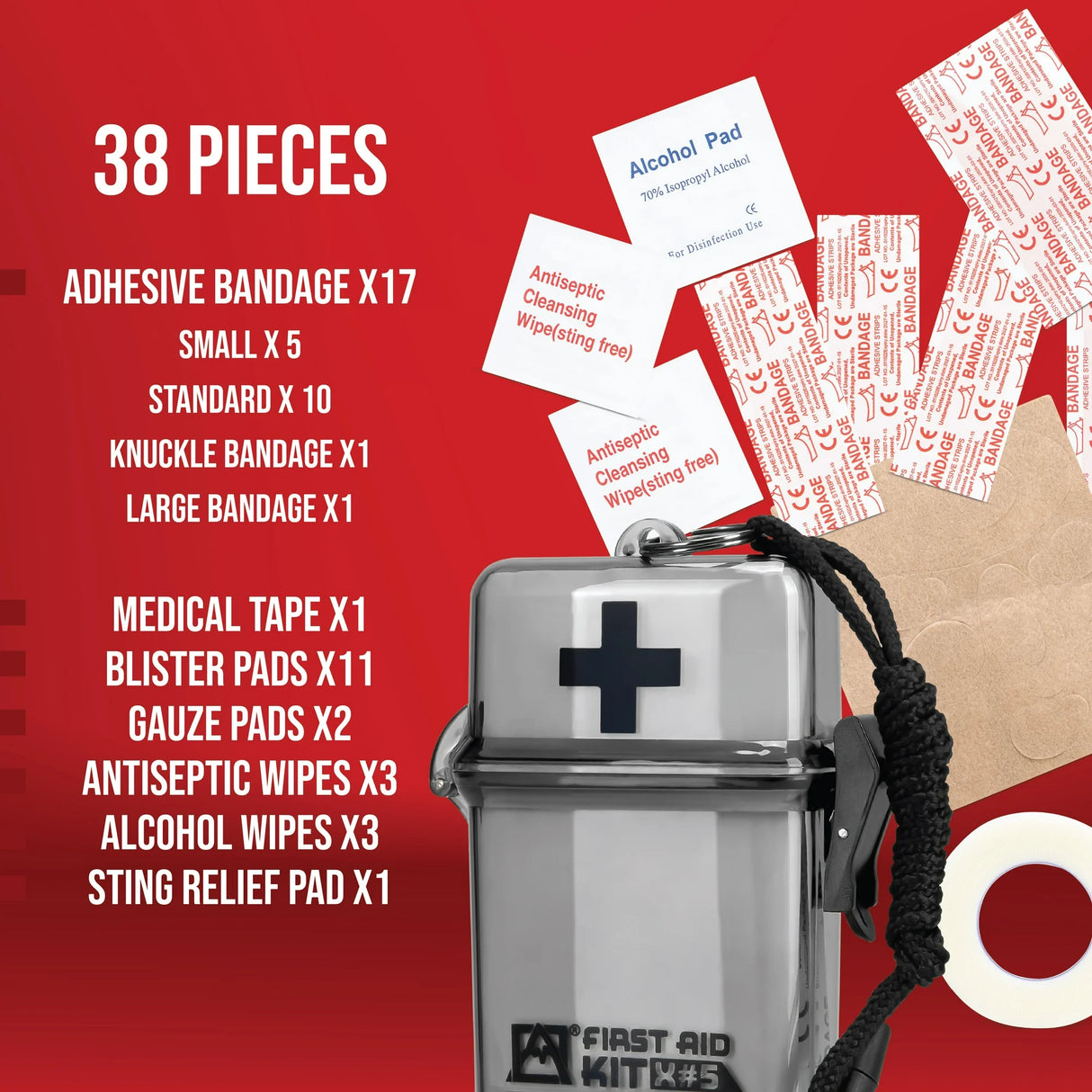 Camping Mini First Aid Kit, 30 PCS | Grey