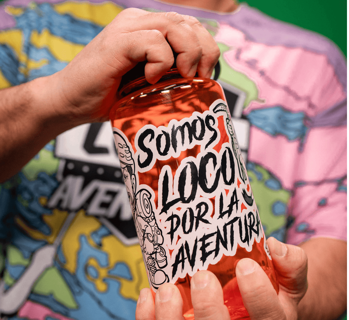 Red Water Bottle – “We Are Loco por la Aventura”