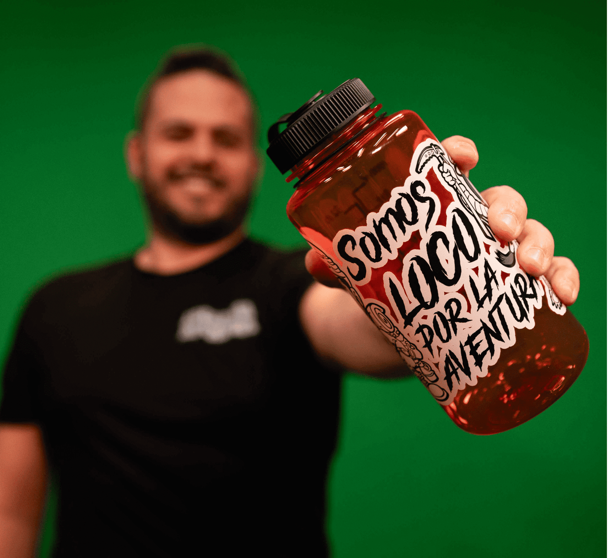 Red Water Bottle – “We Are Loco por la Aventura”