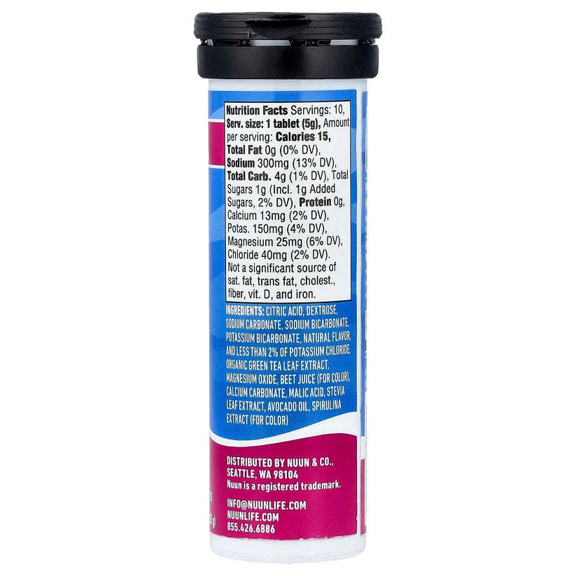 Nuun, Sport Hydration + Caffeine, Effervescent Electrolyte Drink, Wild Berry, 10 Tablets