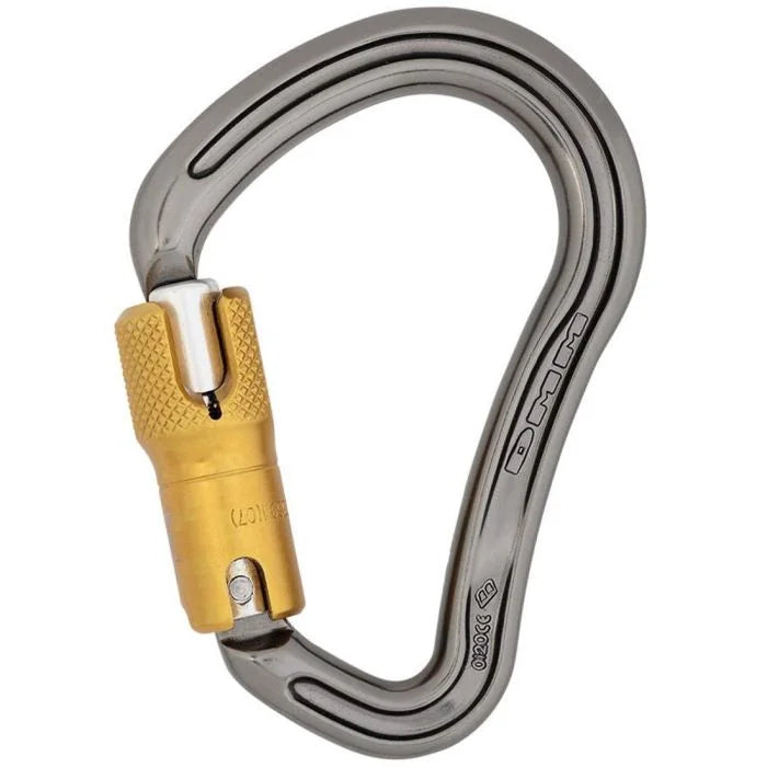 DMM ANSI 30kN Boa HMS Aluminum Carabiner (3-Stage Locking) - Titanium/Gold