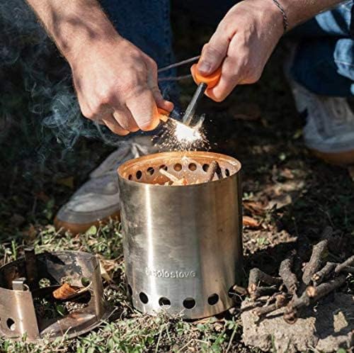 Fire Striker Stainless Steel Ferrocerium Rod Waterproof Fire Starter for Camping Survival Kits and Hiking Easy Grip Handle with up to15,000 Strikes