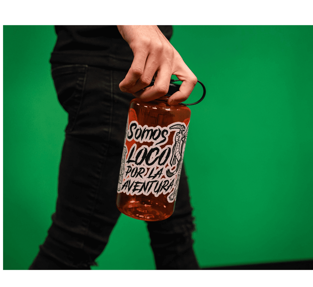 Red Water Bottle – “We Are Loco por la Aventura”