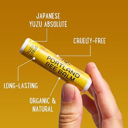 Portland Bee Balm All Natural Handmade Beeswax Lip Balm with Organic Coconut and Olive Oil (Yuzu Citrus)