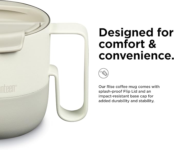 Klean Kanteen Rise Mug - Insulated Stainless Steel Coffee & Tea Mug, Splash-Proof Lid, 14 oz, Tofu