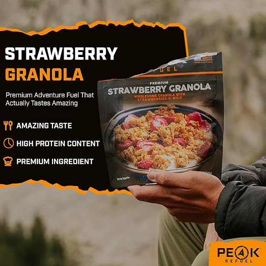 Refuel Strawberry Granola, 23g Protein, Freeze-Dried Camping Meal