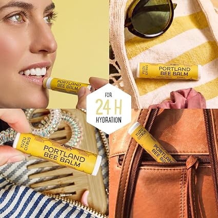 Portland Bee Balm All Natural Handmade Beeswax Lip Balm with Organic Coconut and Olive Oil (Yuzu Citrus)