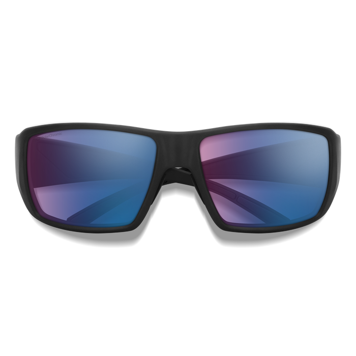 Guide's Choice Matte Black + ChromaPop Glass Polarchromic Rose Blue Mirror Lens
