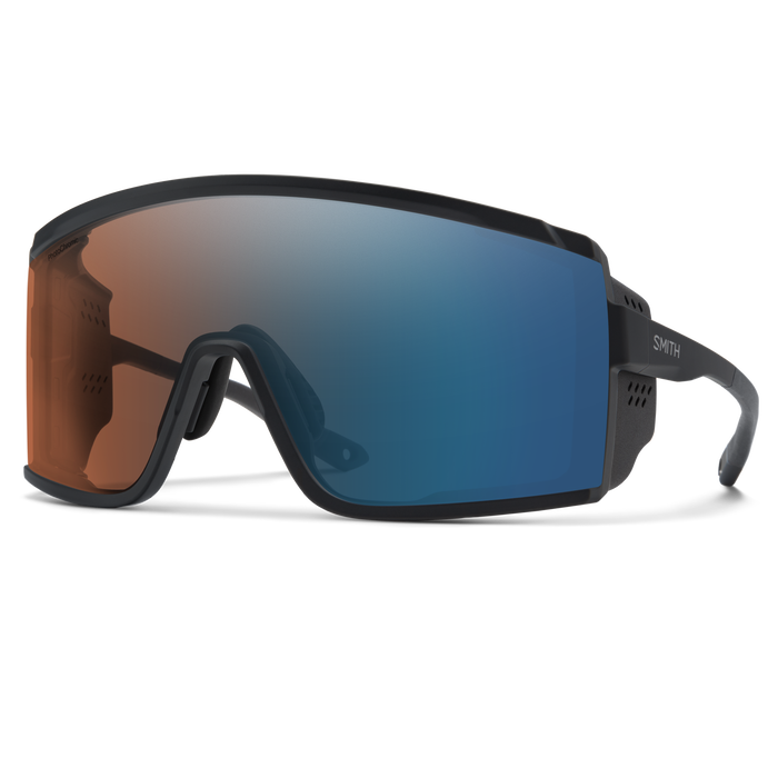 Pursuit Matte Black + ChromaPop Glacier Photochromic Copper Blue Mirror Lens