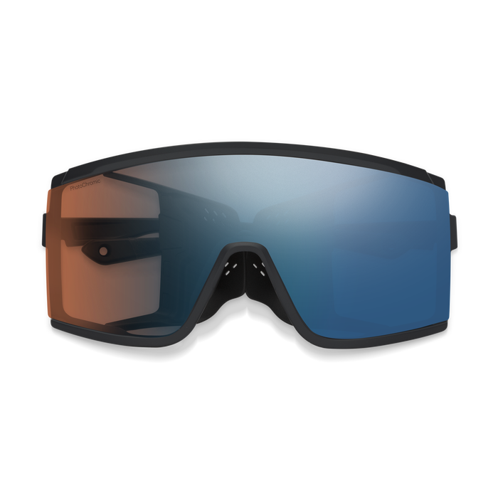 Pursuit Matte Black + ChromaPop Glacier Photochromic Copper Blue Mirror Lens