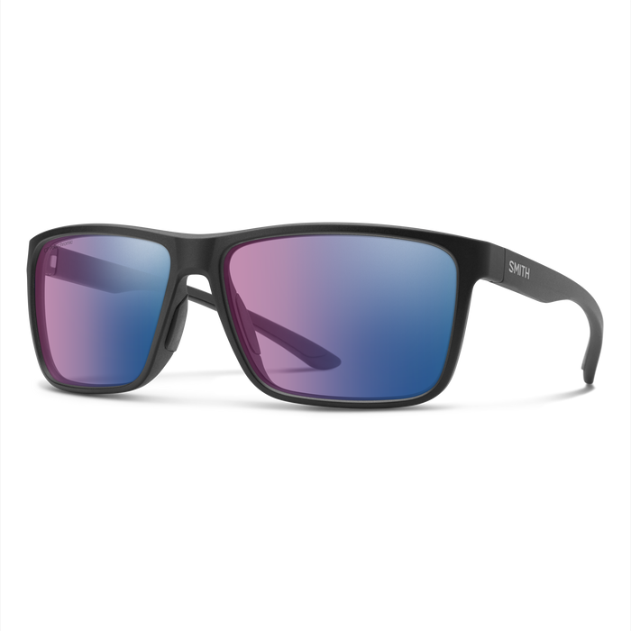 Riptide Matte Black + ChromaPop Glass Polarchromic Rose Blue Mirror Lens