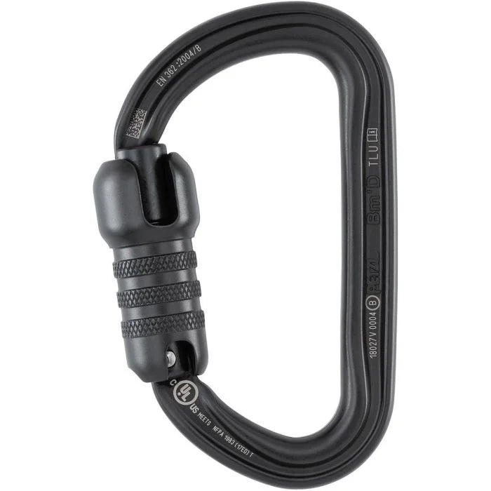 Bm'D Triact-Lock Aluminum Carabiner - 3-Stage Locking - Black (ANSI & NFPA)
