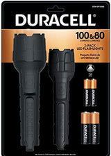 Heavy Duty Rubber Flashlight Combo Pack -100 & 80 Lumen Flashlights - Rubberized Construction with Comfort Grip Design and 2-AA & 2-AAA Batteries Included. Great for in-Door & Out-Door Use