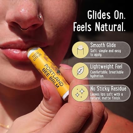 Portland Bee Balm All Natural Handmade Beeswax Lip Balm with Organic Coconut and Olive Oil (Yuzu Citrus)