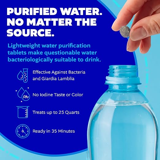 Potable Aqua Water Purification Tablets With PA Plus - Two 50 count Bottles