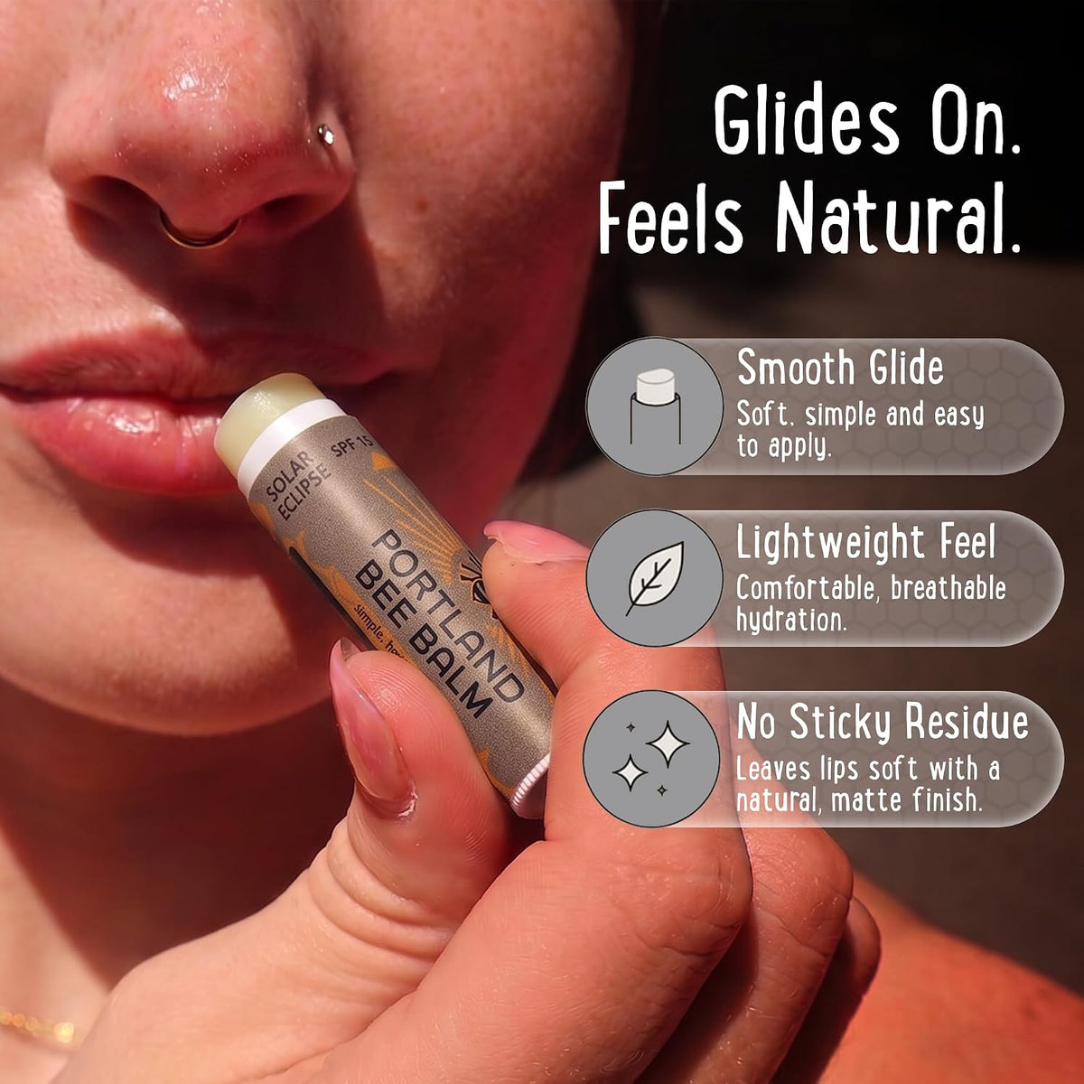 Portland Bee Balm Solar Eclipse All Natural Handmade Beeswax Based SPF 15 Lip Balm, Bulk 1 Count