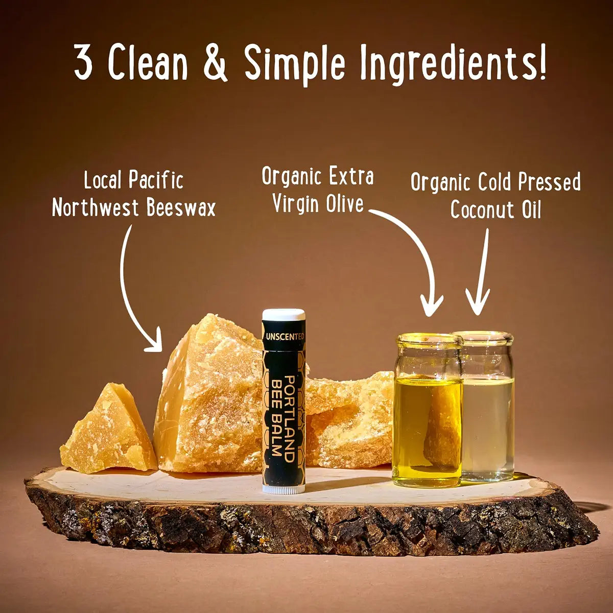 Portland Bee Balm All Natural Handmade Beeswax Based Lip Balm, Unscented Bulk 1 Count