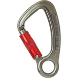 ISC Captive Eye Aluminum Carabiner - 3-Stage Locking - Gray with Red Gate